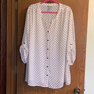 Size 3X white with black polkadot blouse